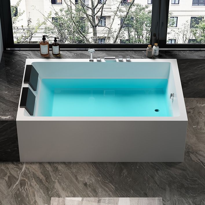 Modern Rectangular Acrylic Bathtub Stand Alone Soaking White Bath