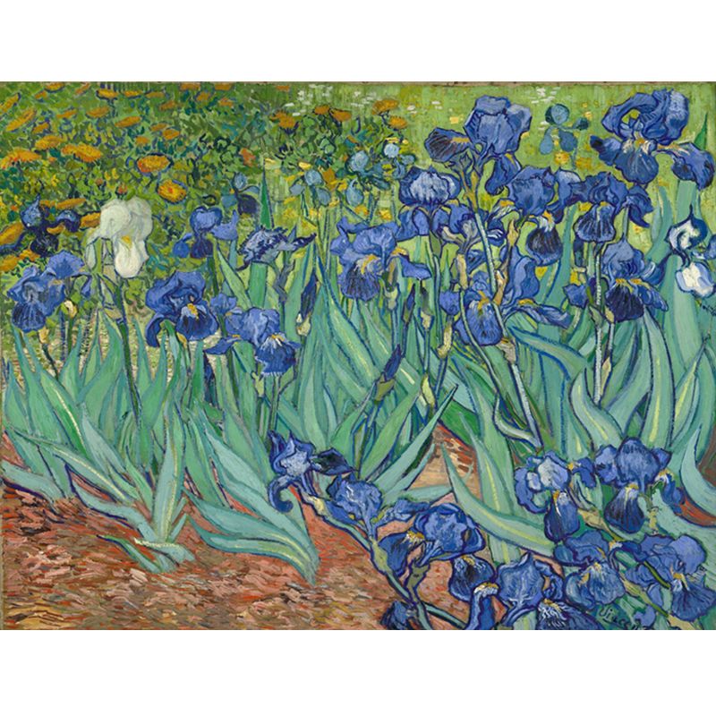Illustration Antique Wallpaper Murals Blue-Green Van Gogh Irises in the Garden Wall Art