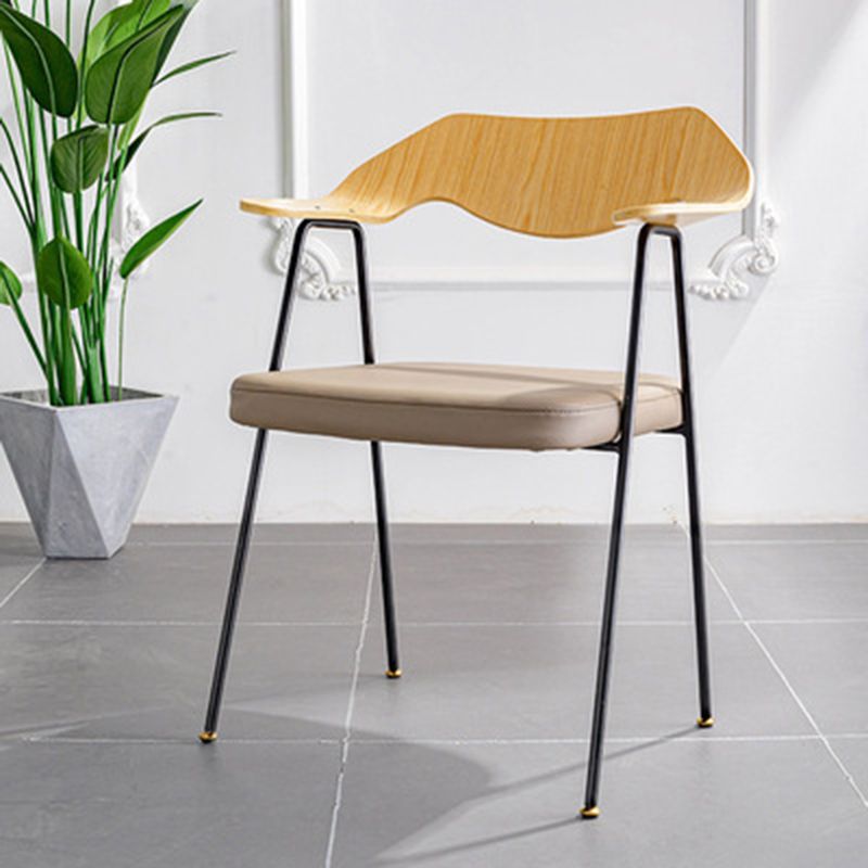 Industrial Upholstered Arm Chair Metal Dining Room Kitchen Chair