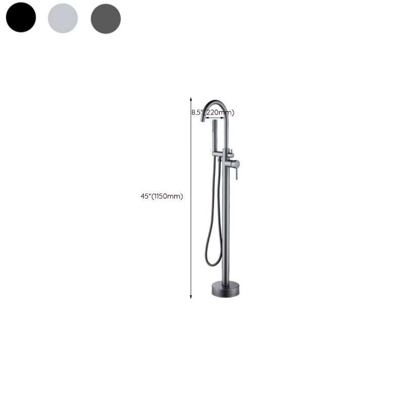 Floor Mounted Metal Freestanding Tub Filler Copper Freestanding Faucet with Hose