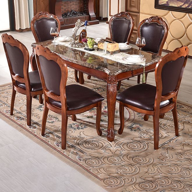 Sillas de comedor victorianas sin brazos de cuero, sillas laterales tapizadas (juego de 2)