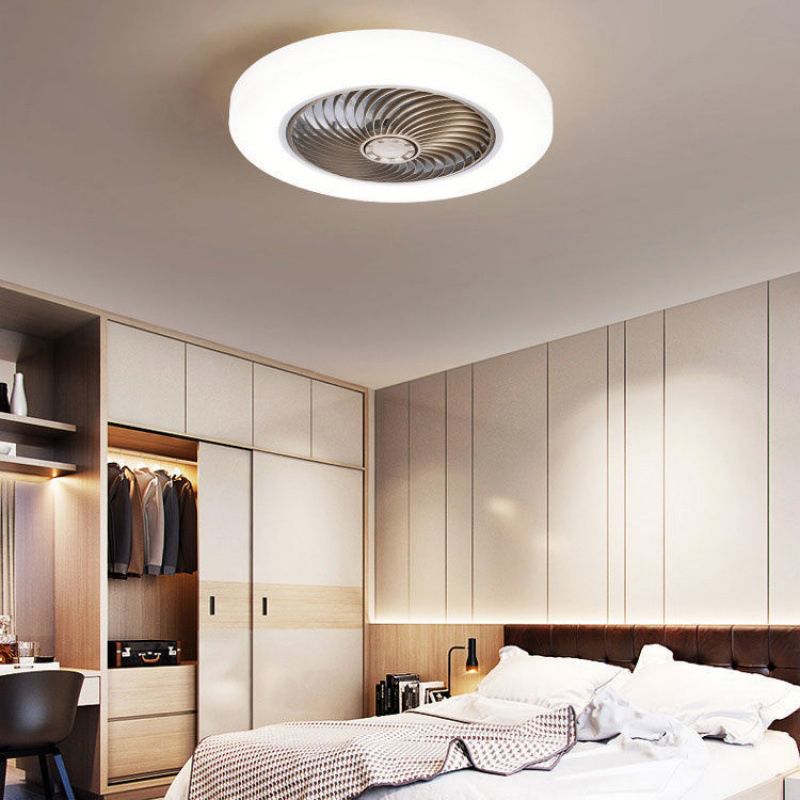 1-Light Round Flush Mount Lamp Modern Style Metal Fan Ceiling Lighting