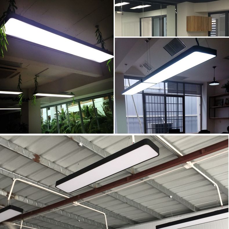 Rechthoekige hanger plafondlicht hedendaagse acryl LED -kantoor hangerverlichting in zwart