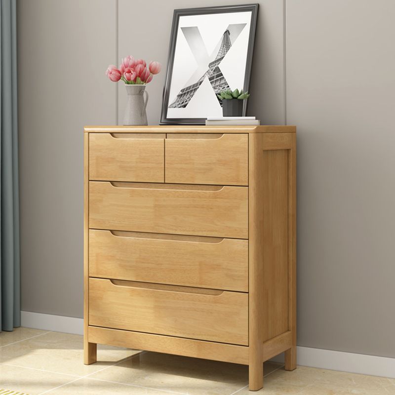 Mid-Century Modern Chest Squared Legs with Drawer Solid Wood Accent Chest