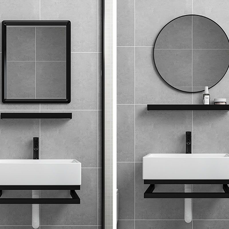 Bathroom Sink Ceramic White Wall-mounted Rod Handle Faucet Sink