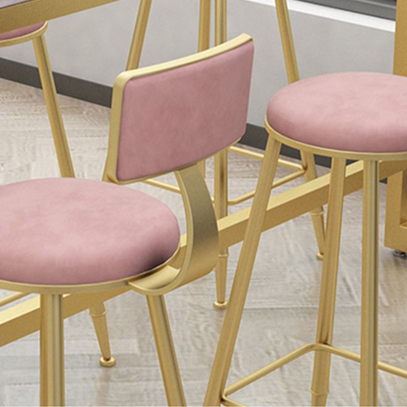 Scandinavian Upholstered Counter Stool Round Bar-height Bar Stool for Indoor