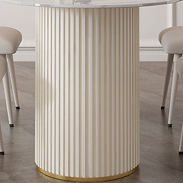 Sintered Stone Table for Restaurant Modern White Table with Double Pedestal Base