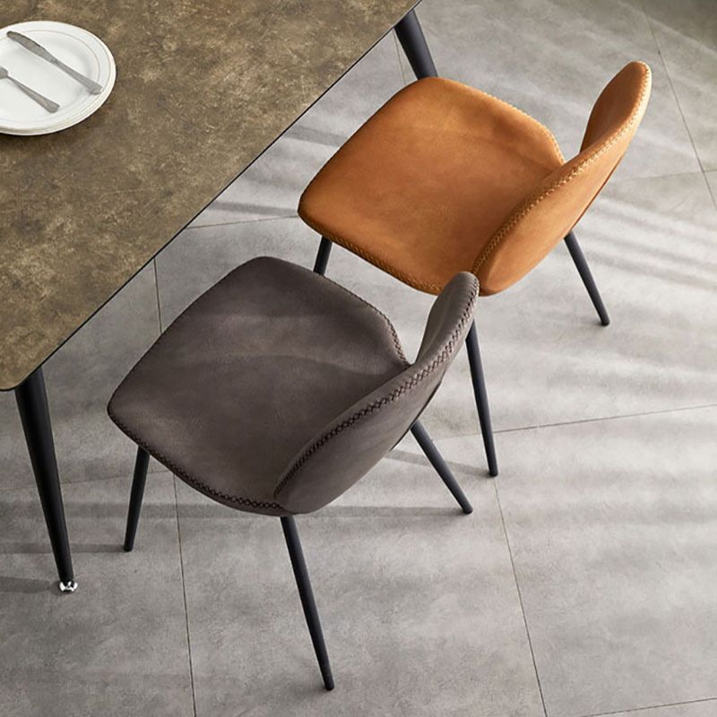 Sillas de comedor de metal contemporáneo, sillas laterales sin brazos con respaldo lateral para cocina