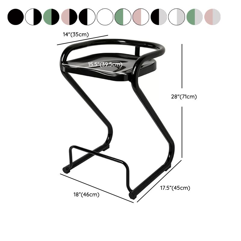 Contoured Seat Dining Stool Low Back Bar Stool with Metal Base