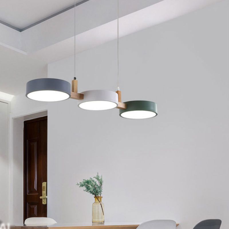 Macaron Style Island Light Round Shape 3-Light Hanging Pendant Light for Dining Room
