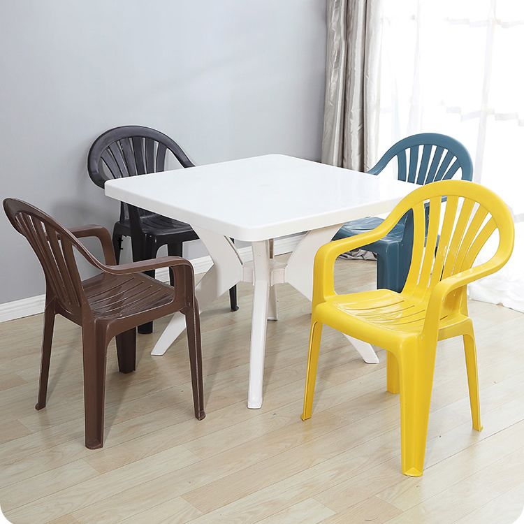 Silla lateral de plástico contemporánea con respaldo Windsor, silla lateral apilable para uso doméstico