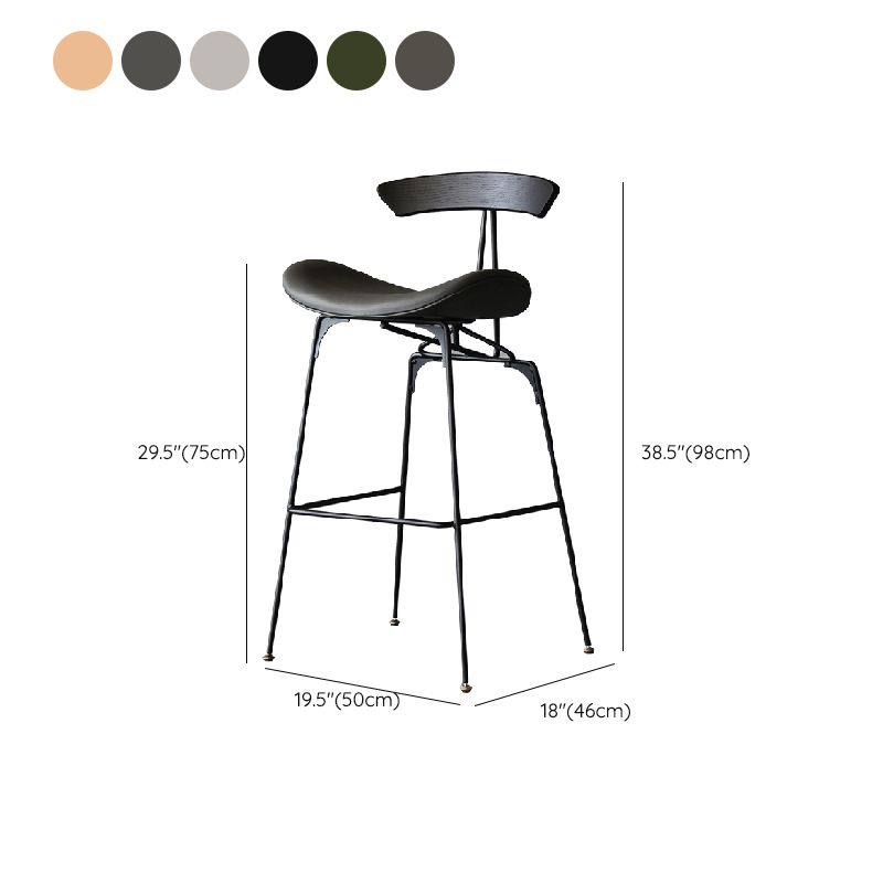 Contemporary Armless Counter Stool Faux Leather Low Back Bar Stool for Indoor