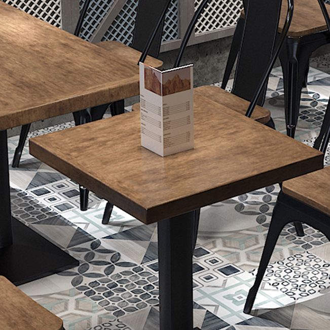 Metal Industrial Pedestal Dining Table Wood Top Table for Kitchen and Dining Room