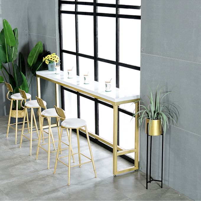 Glam 1/2/5/9 Pieces Bar Table Set Rectangle Bar Table with High Metal Stools for Home