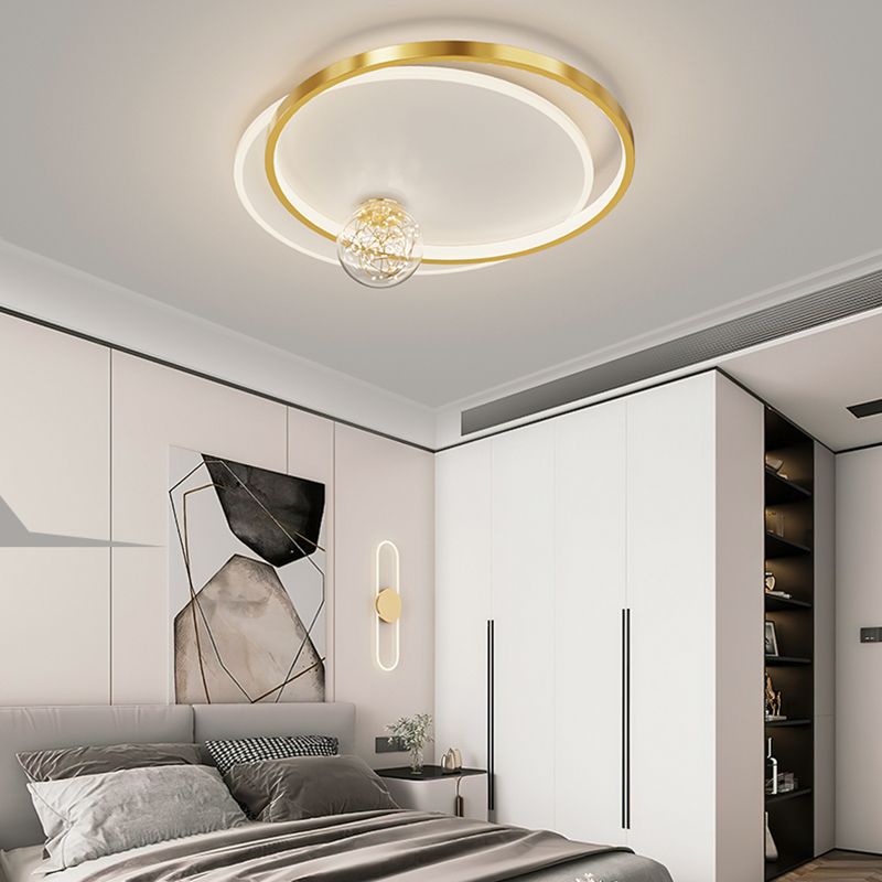 Bedroom Ceiling Flush Mount Light Metal LED Modern Close to Ceiling Lamp