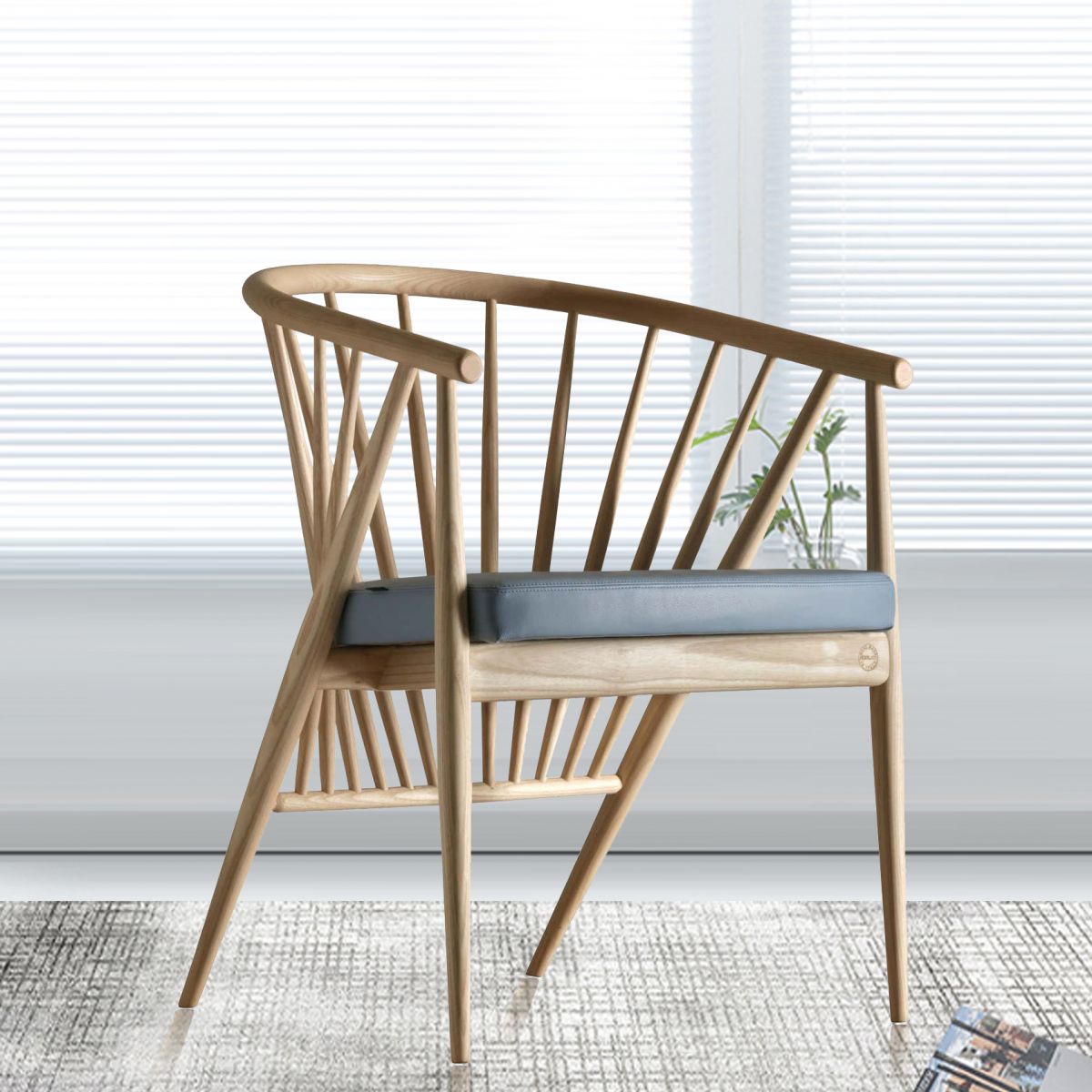 Chaise de salle à manger en bois traditionnel Restaurant Windsor Back Bran coussin