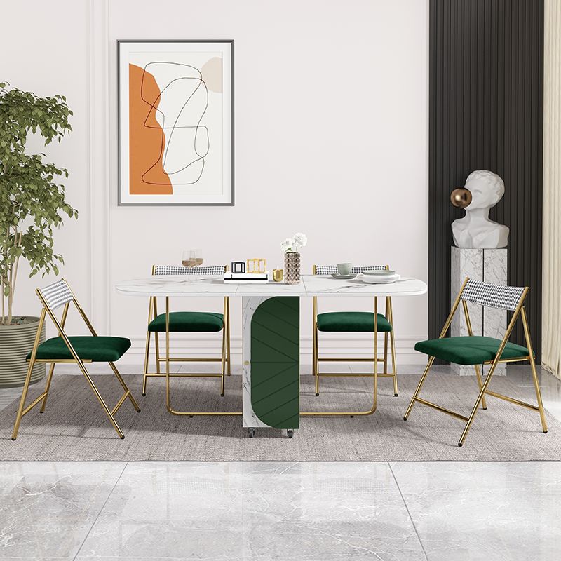 Table de salle à manger ovale contemporaine table à feuille de pierre entrée, 59 "L x 29,5" H