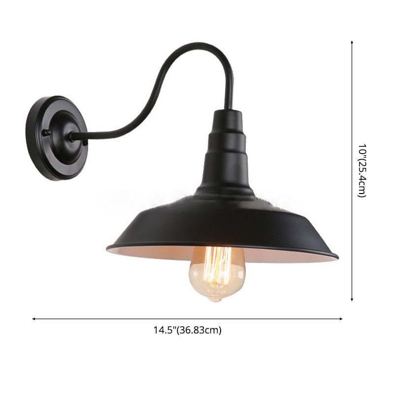 Wölbende Wandleuchte leichte industrielle Eisen 1-Licht-Wandbeleuchtung in Schwarz