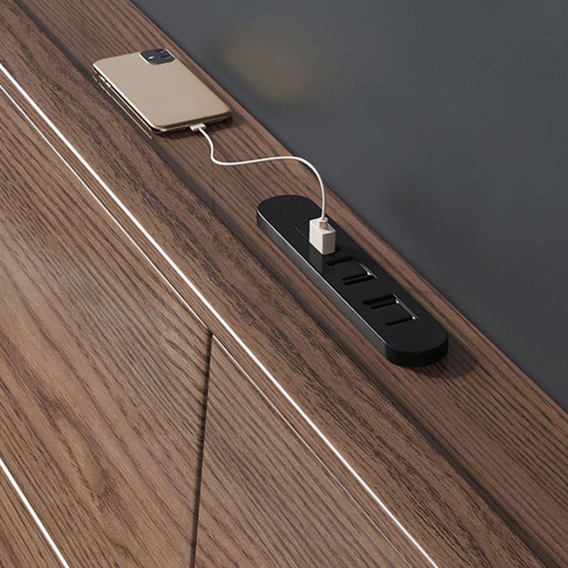 Mid-Century Modern Standard Bed Ash Solid Color Panel Bed with Headboard