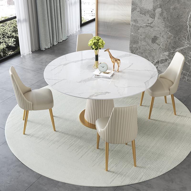 Glam Dining Set Stone 1/4/6/7 Pieces Dining Gold Furniture for Home