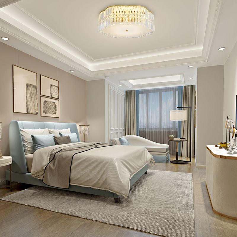 Golden Flower Flush Pendant Light Modern Clear Crystal 15"/19" W LED Flush Light with Acrylic Diffuser