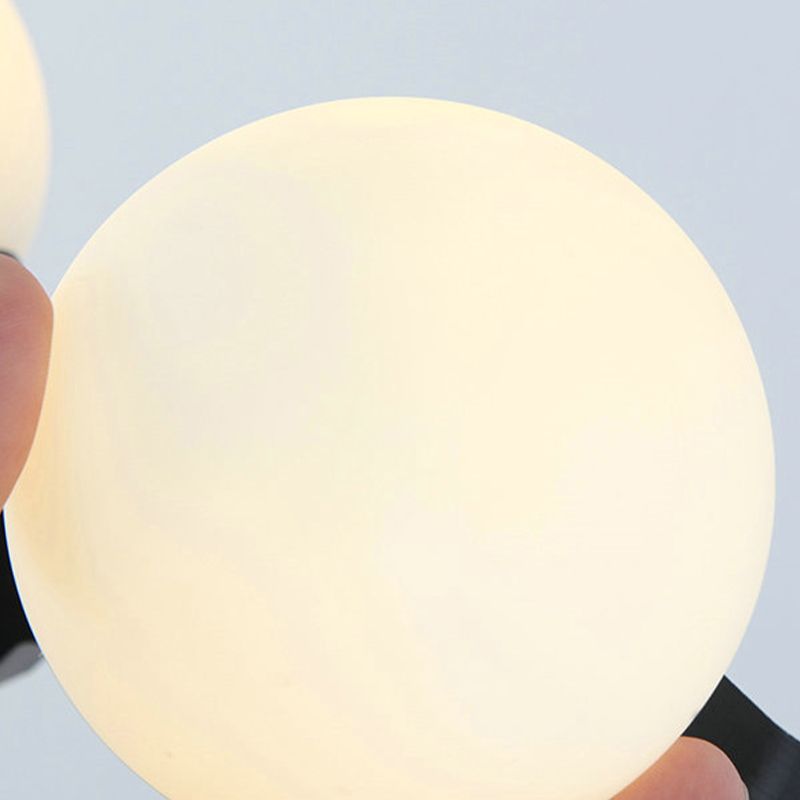 Black Molecular Island Light Modern 8-Bulb White Glass Suspension Light