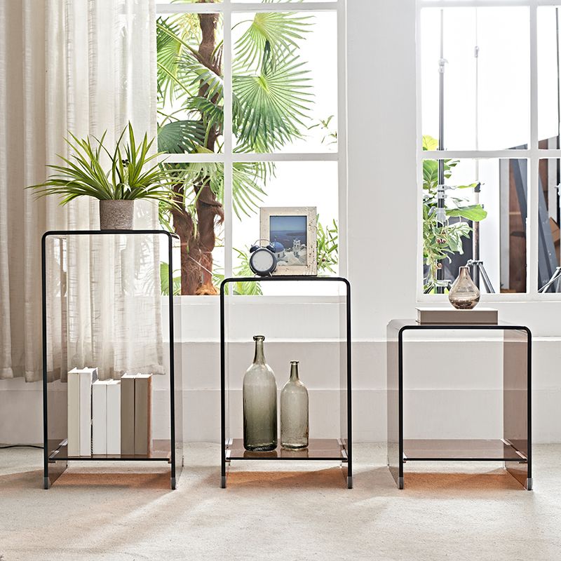 Modern Glass Corner Table Round Side End Table for Living Room