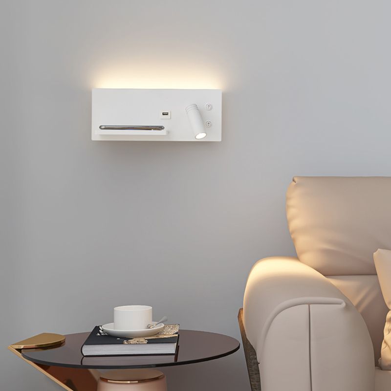 2 Lights Square Reading Wall Lighting Modern Style Metal Wall Mounted Light Fixture