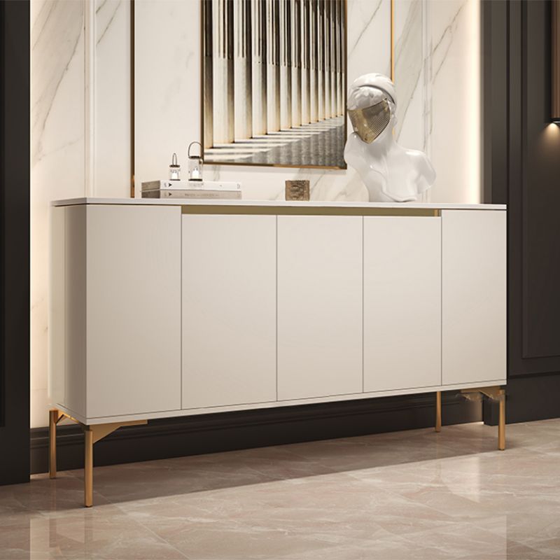 Contemporary Solid Wood Sideboard Cabinet with Drawers in White
