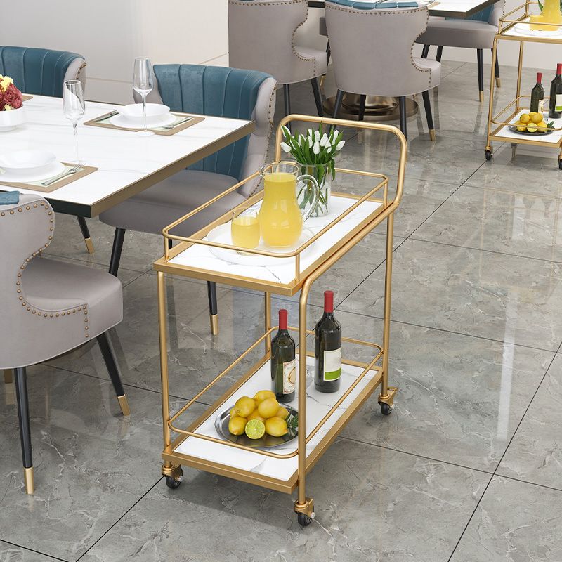 33.86"H Rolling Modern Prep Table Metal Rectangular Prep Table for Home Use