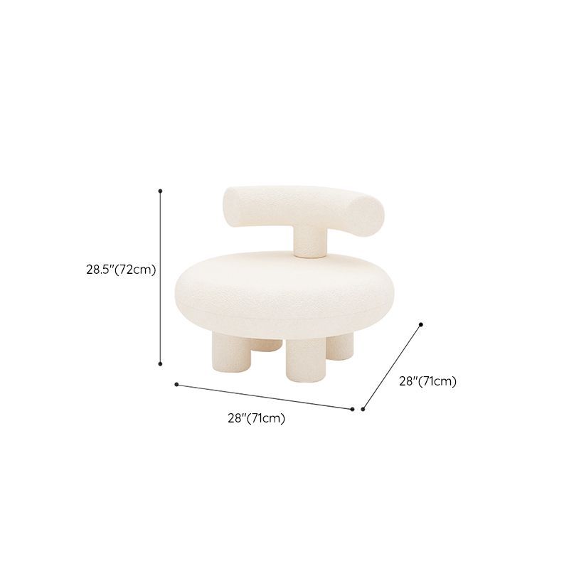 Scandinavian White Wool Parsons Chair with Fixed Back and 4 Legs