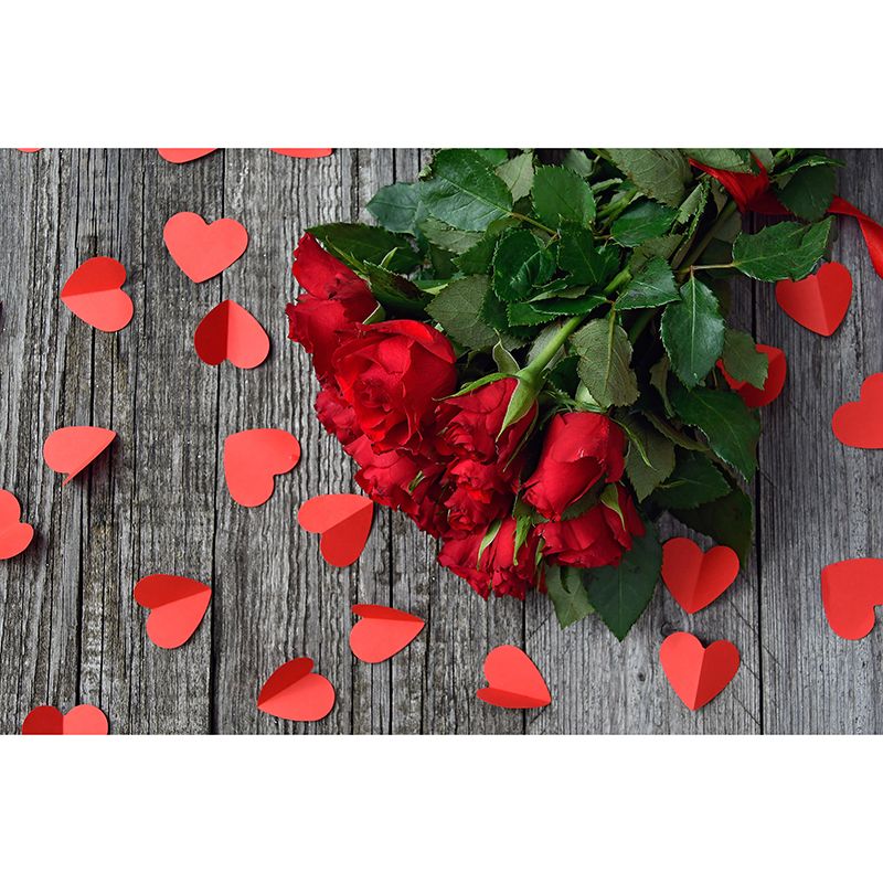 Customized Rose Bouquet Wall Mural Horizontal Photography for Sleeping Room Decoration