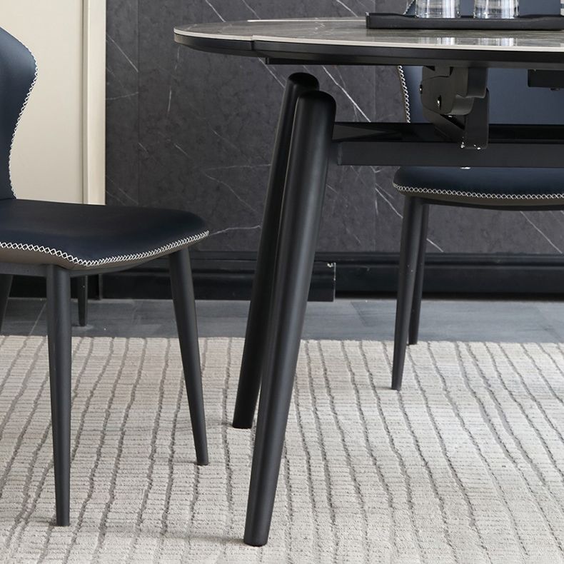 Modern Metal Dining Room Set Standard Height Black Legs Dining Set with Rectangle Table