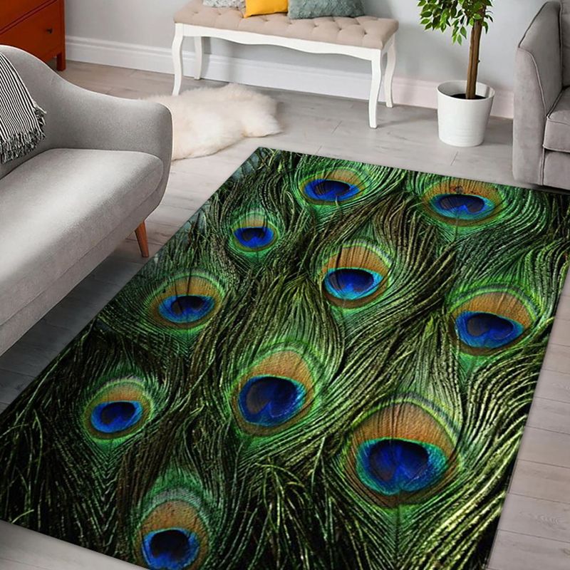 Trendiger Federmuster Teppich zeitgenössischer Komfort Indoor Teppich Polyester Flecken widerstandsfähiger Teppich für Wohnzimmer