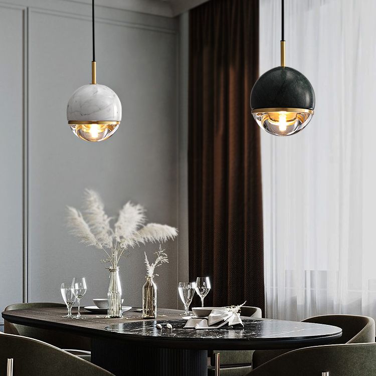 Modern Style Hanging Ceiling Light Global Suspension Pendant Light with Stone Shade