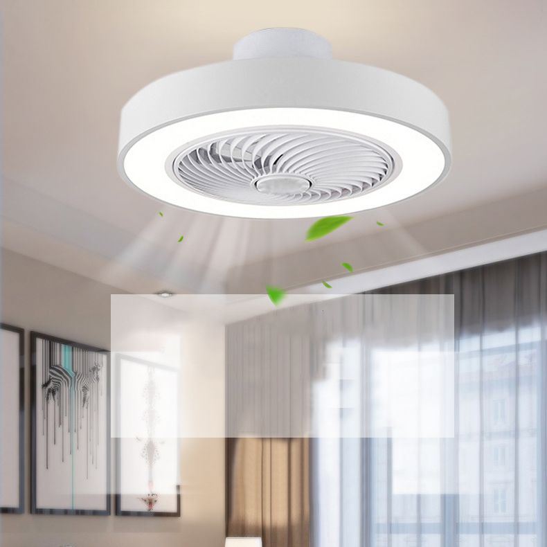 Acrylkreis -LED -Deckenventilatoren im modernen Eisenmakaron Deckenventilator Licht für Innenräume