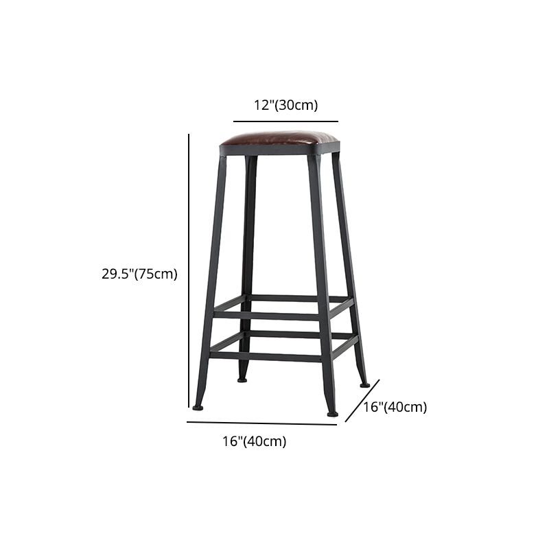 Industrial Leather Bar and Counter Stool Square Stool with 4 Legs