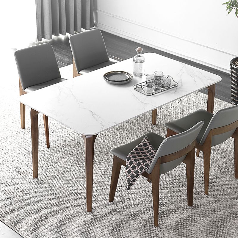Comedor de piedra sinterizada fija contemporánea † ROOM † Table † con 4 patas de madera maciza Juego de comedor de cocina