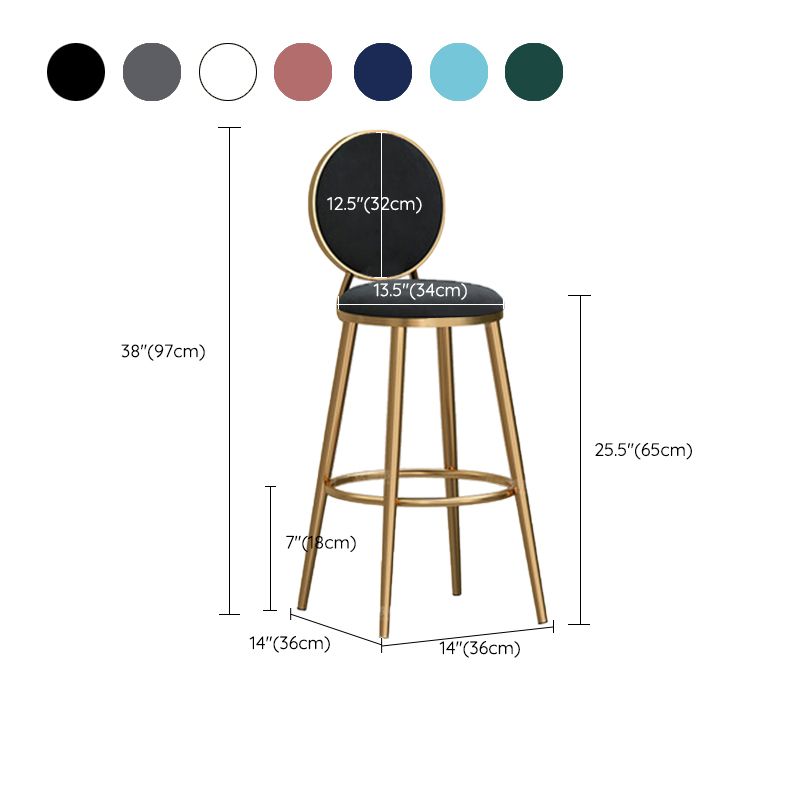 Round Seat Indoor Bar Stool Upholstered Bar Stools with Gold Frame