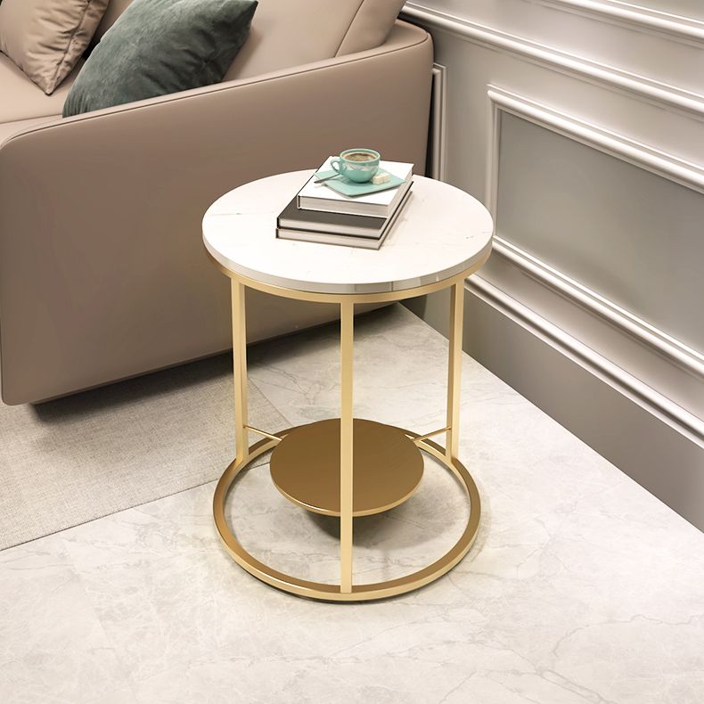 Modernistic Metal Frame Nesting Tables Slate Top Round End Table