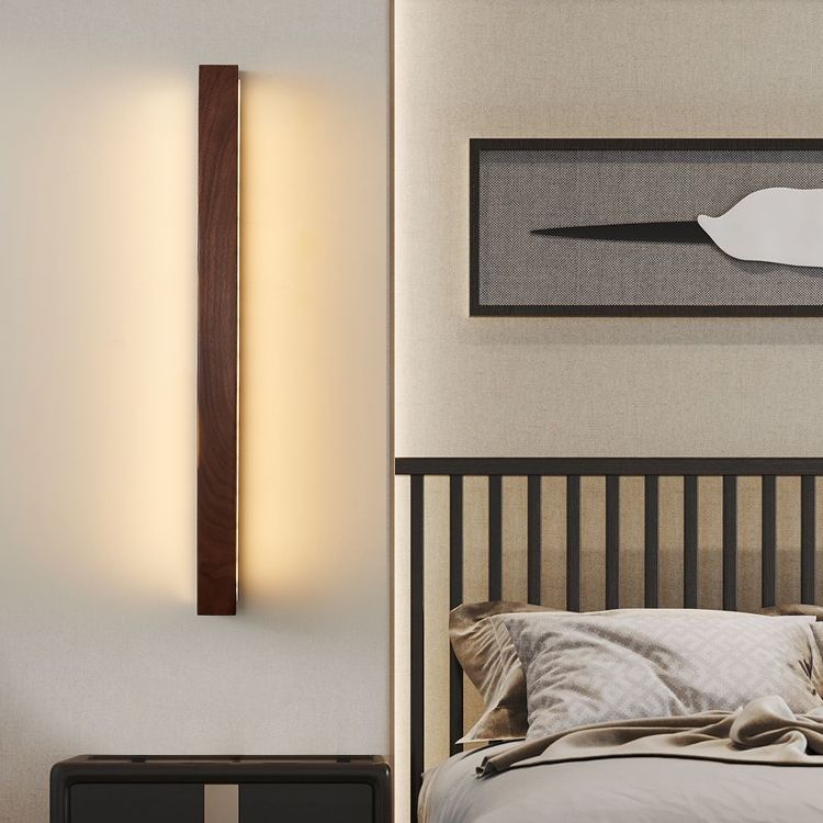 Wood Linear 1-Light Wall Sconce Contemporary Wall Mounted Lamp for Bedroom