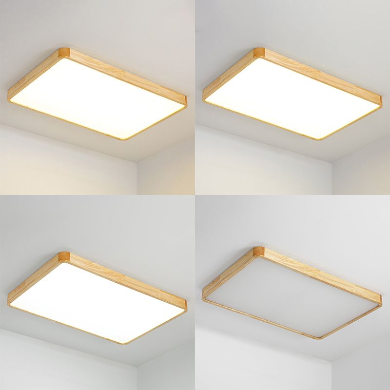 Moderno LED de montaje de luz de montaje de color beige Iluminación de montaje de color beige con sombra de madera