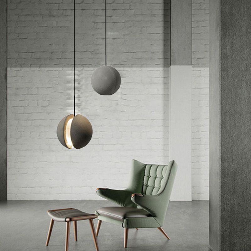 1 éclairage léger suspension du globe contemporain de ciment plafond LED en gris