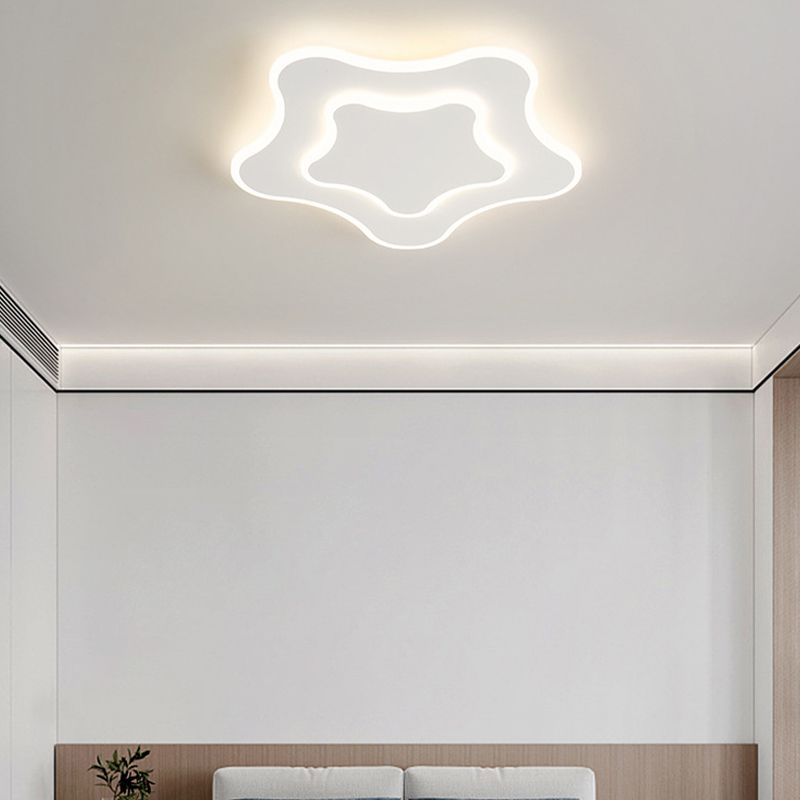 Nordic Star Ceiling Lighting Metal LED Bedroom Ceiling Flush Mount in White