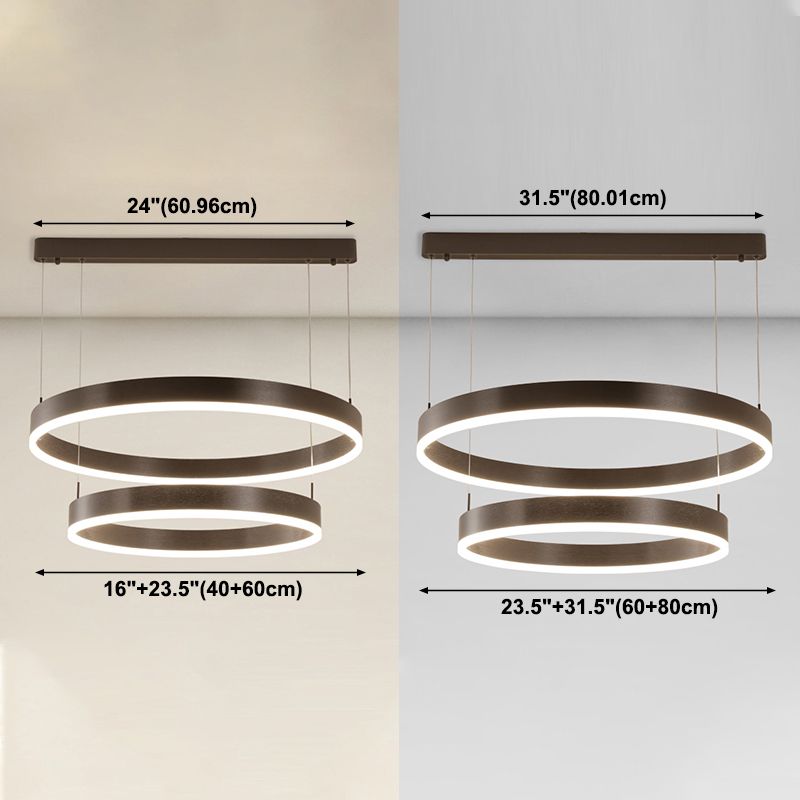 2-laag kroonluchter licht minimalistische stijl cirkelvormige metalen hanglamp voor slaapkamer