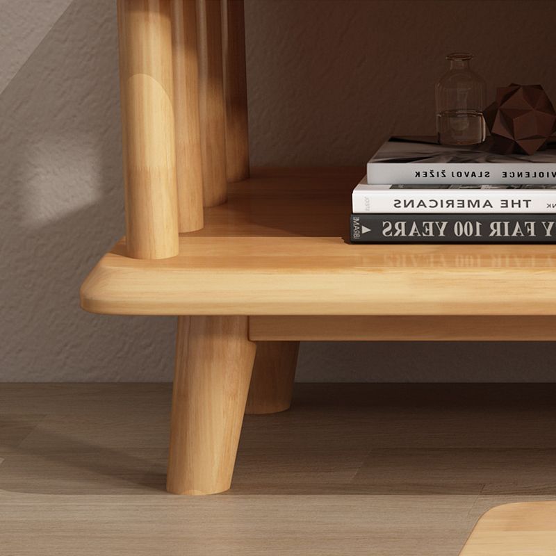 Scandinavian Solid Wood Coffee Table with 4 Legs and 2 Drawers