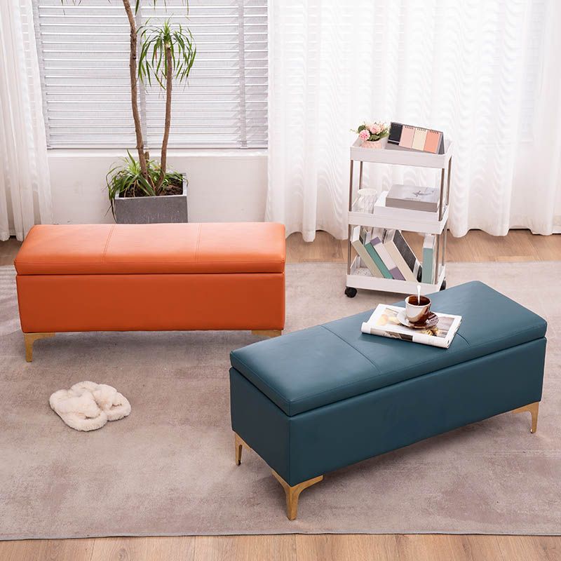 Glam Rectangle Storage Seating Bench Cushioned Backless Bedroom Bench