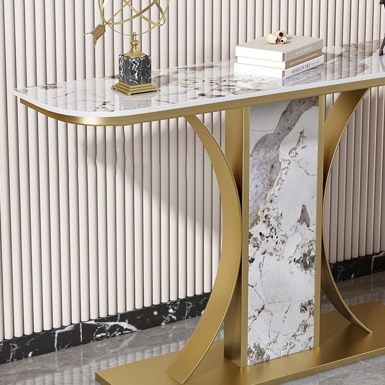 11.8" Wide Stone Console Table Scratch Resistan Table Half Moon Accent Table