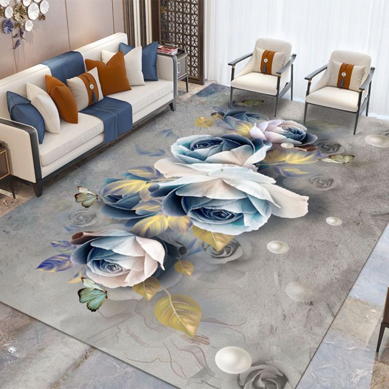 Light Brown Modern Rug Polyester Deer Area Rug Washable Rug for Living Room