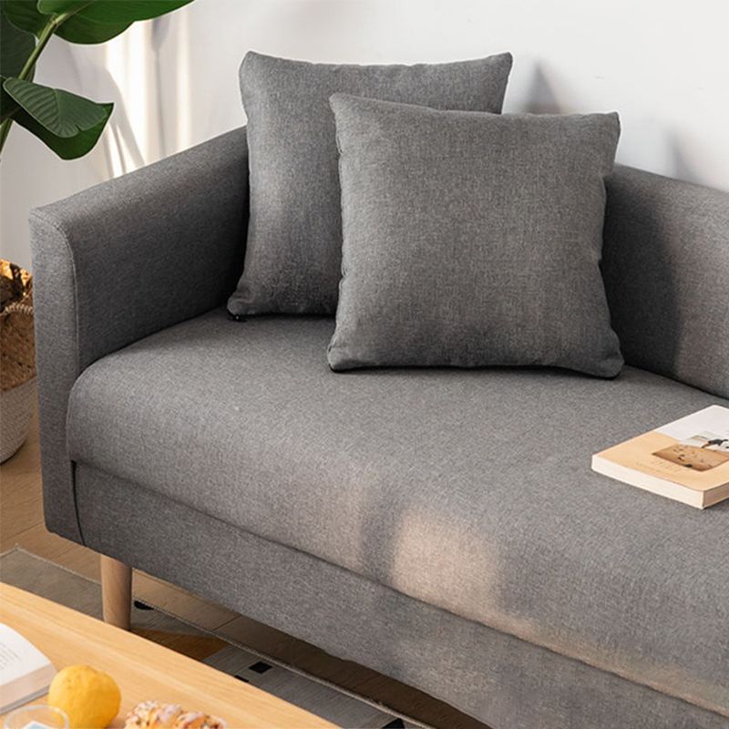 Contemporary Sofa with 3 Pillows Standard Square Arm Stationary Sofa